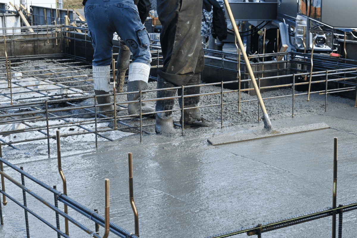 Residential foundation wall being poured