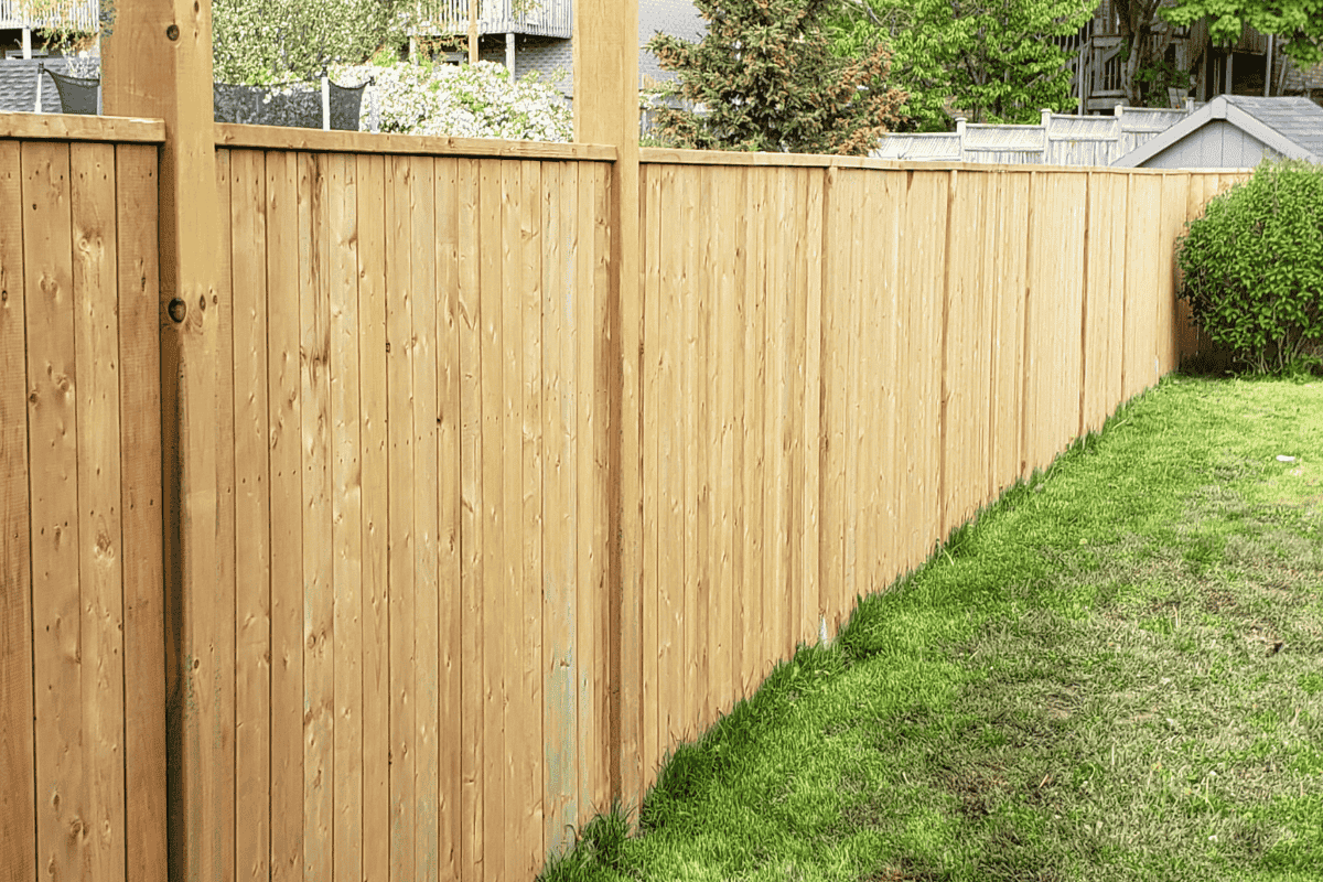 Cedar privacy fence with horizontal slats