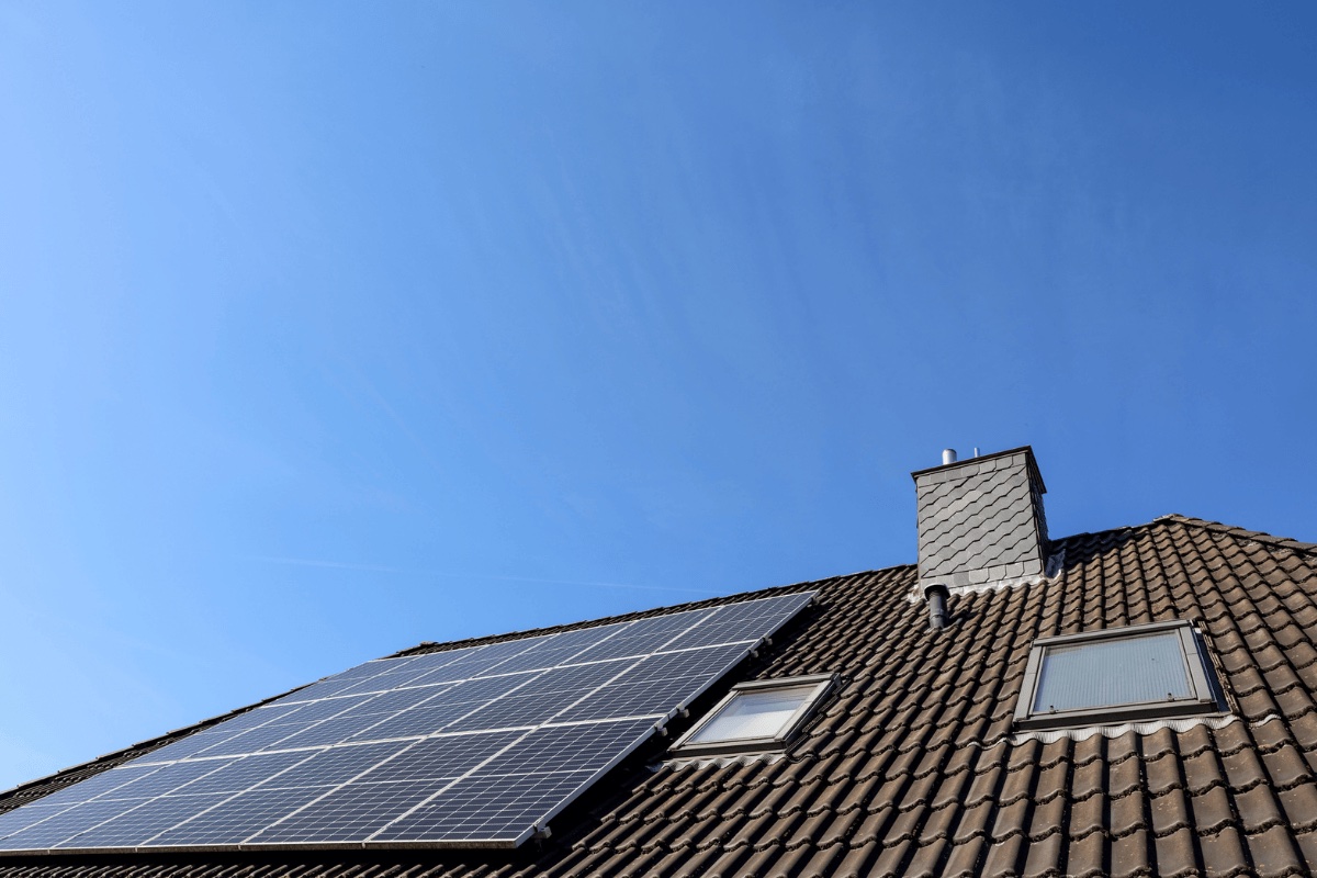 Rooftop solar panels on residential home